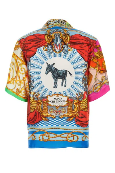 Moschino Printed Silk Shirt In Multicolour