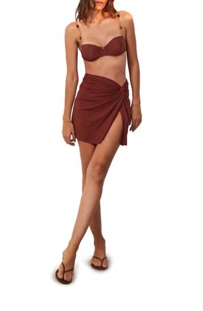 Vix Swimwear Karen Twist Cover-up Miniskirt In Brown