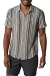 The Normal Brand Freshwater Short Sleeve Button-up Shirt In Americana Stripe