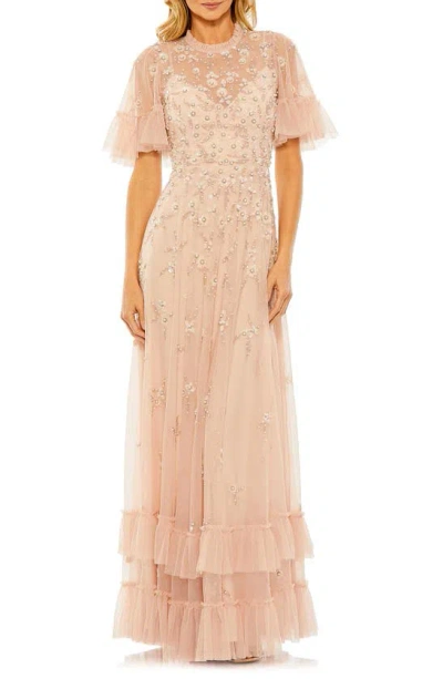 Mac Duggal Women's Floral Sequin-embellished A-line Gown In Blush