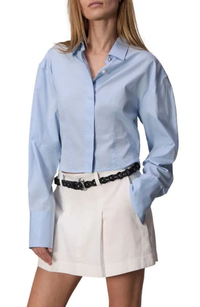 Rag & Bone Claudia Crop Button-up Shirt In Light Blue