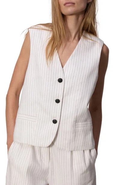 Rag & Bone Erin Stripe Cotton & Linen Waistcoat In Whtstripe