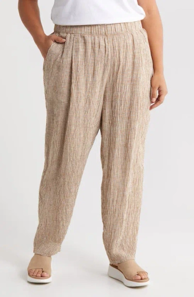 Eileen Fisher Organic Linen Tapered Ankle Pants In Bronze