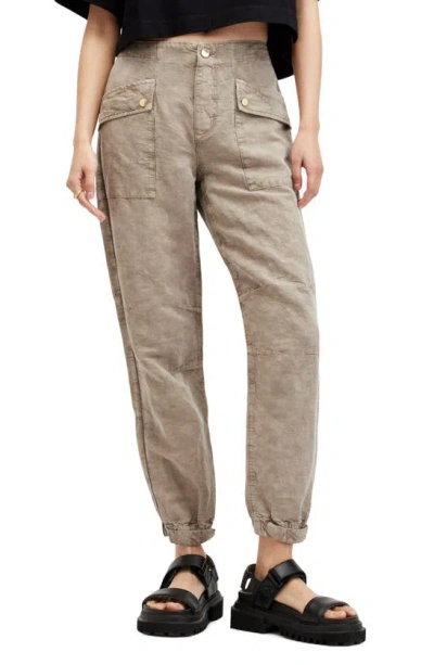 Allsaints Val Cargo Trousers In Taupe Brown