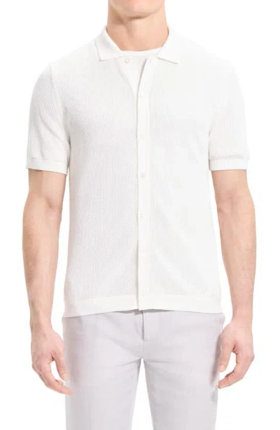 Theory Cairn Short-sleeve Shirt In Cotton In Ivory