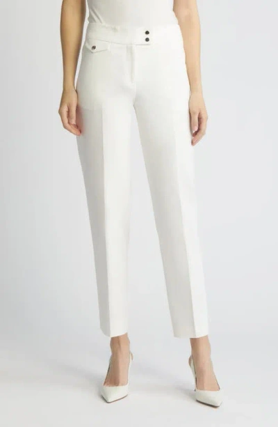 Anne Klein Flat Front Pants In Bright White