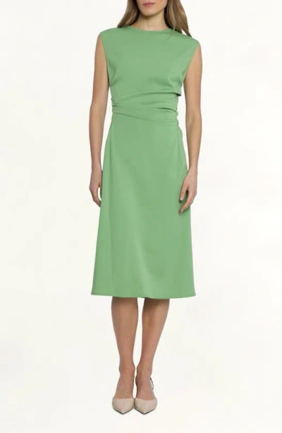 Luxely Dhalia Cap Sleeve Midi Dress In Piquant Green
