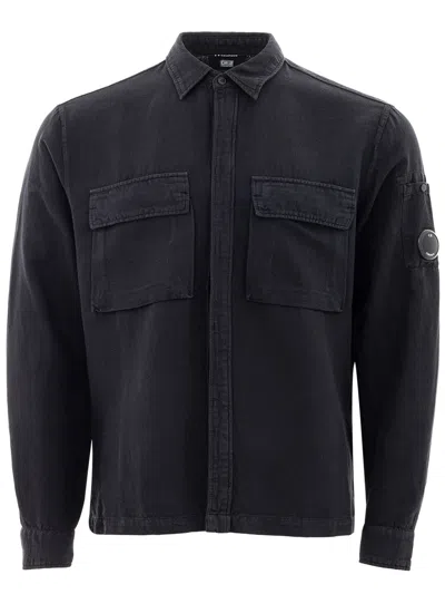 C.p. Company Black Front Fastening Pockets Shirt