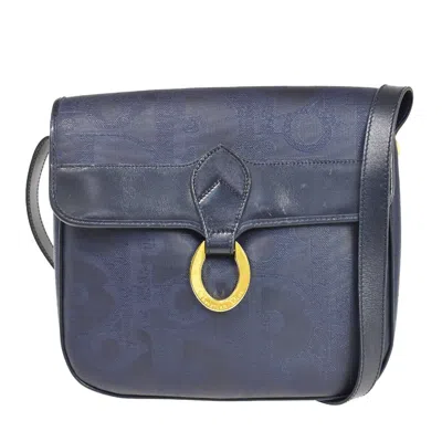 Dior Trotter Navy Canvas Shoulder Bag () In Blue