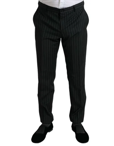 Dolce & Gabbana Black And White Striped Skinny Dress Men's Pants