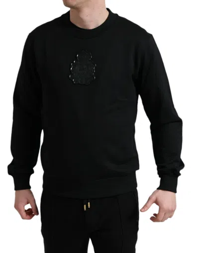 Dolce & Gabbana Elegant Black Cotton Pullover Men's Sweater
