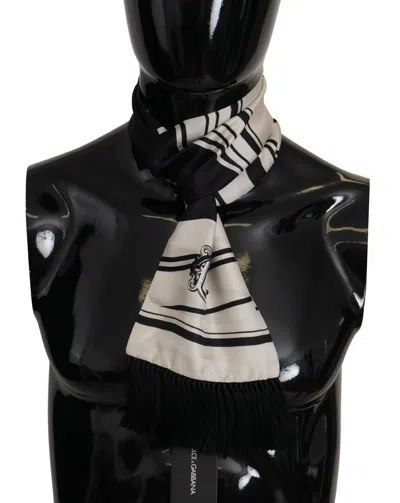 Dolce & Gabbana Elegant Silk Men's Scarf - Classic Black Men's Stripe