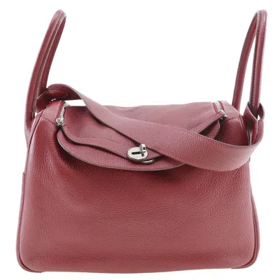 Hermes Hermès Lindy Burgundy Leather Shoulder Bag ()