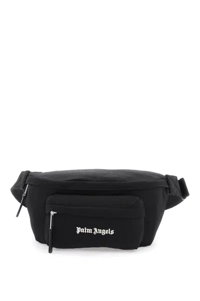Palm Angels Canvas Waist Bag With Embroidered Logo. In Nero