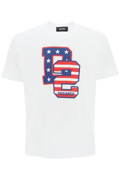 Dsquared2 Cool Fit T-shirt With D2 Print In Bianco