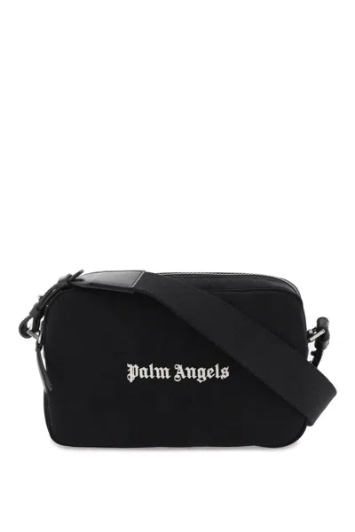 Palm Angels Embroidered Logo Camera Bag With In Nero