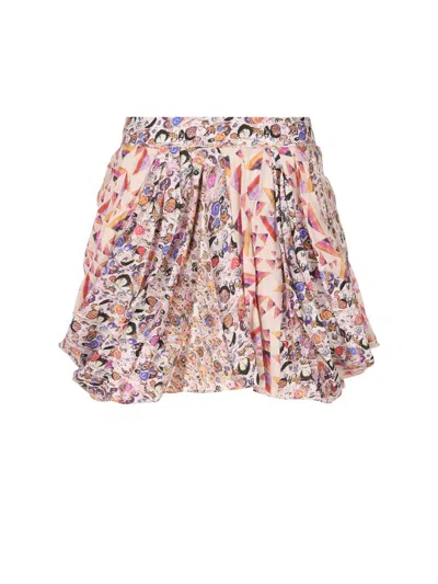 Isabel Marant Graphic Printed Mini Skirt In Beige