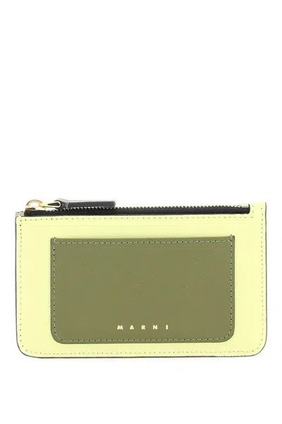 Marni Tricolor Zippered Cardholder In Giallo