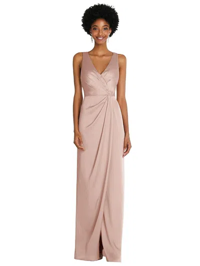 After Six Faux Wrap Whisper Satin Maxi Dress With Draped Tulip Skirt In Multi