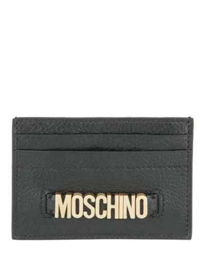Moschino Logo Plaque Card Holder In Green