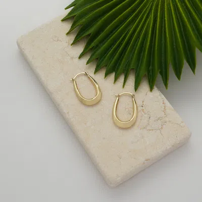 Pori Jewelry 14k Gold Oval Shape Bib Hoop Earrings