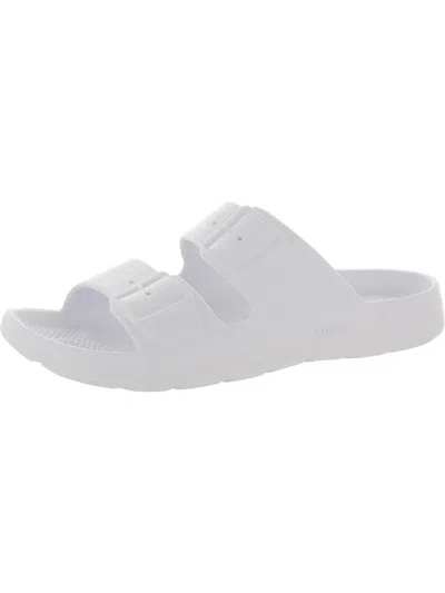 Totes Everywhere Womens Slip On Comfort Insole Slide Sandals In White