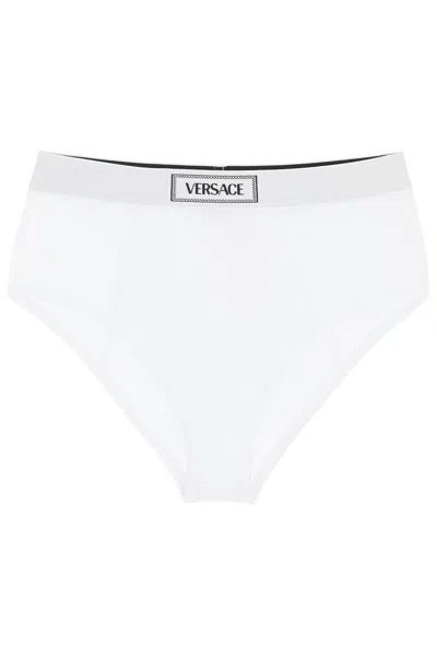 Versace Ribbed Briefs With '90s Logo In White