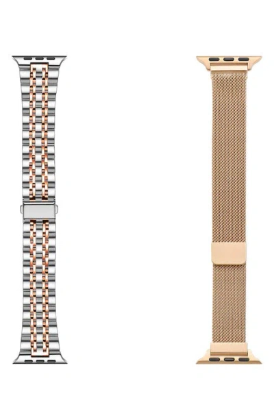 The Posh Tech Assorted 2-pack Stainless Steel Apple Watch® Watchbands In Silver / Rose Gold