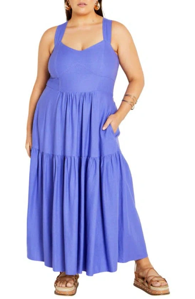 City Chic Bailey Tiered Maxi Dress In Lilac