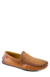 Marc Joseph New York Spring Street Woven Leather Driving Loafer In Cognac Basket Napa