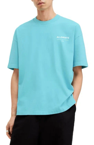 Allsaints Access Oversized Crew Neck T-shirt In Costello Blue