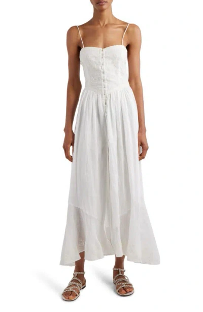 Isabel Marant Erika Embroidered Sleeveless Maxi Dress In Bianco