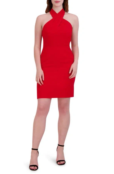 Julia Jordan Halter Neck Sheath Dress In Red