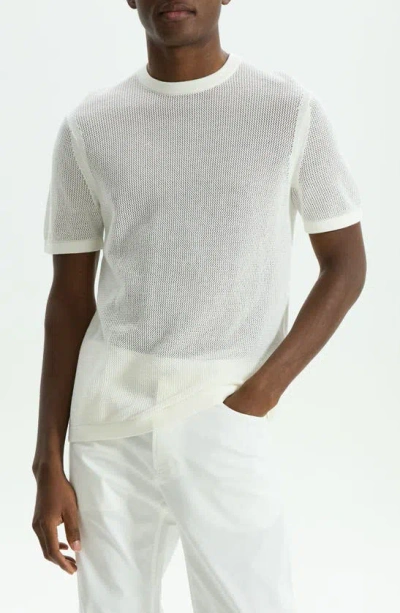 Theory Cairn Open Stitch Cotton Blend Jumper In Ivory