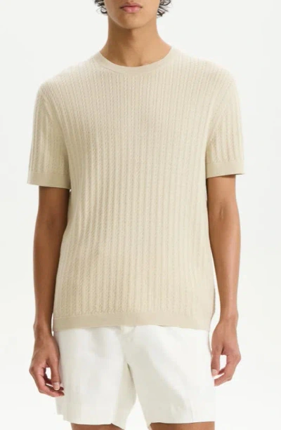 Theory Cable Short Sleeve Cotton Blend Jumper In New Sand
