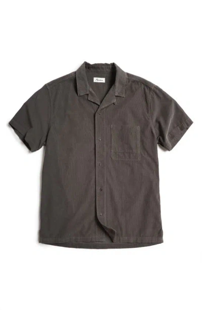 Rowan Zion Cotton Corduroy Short Sleeve Button-up Shirt In Faded Black