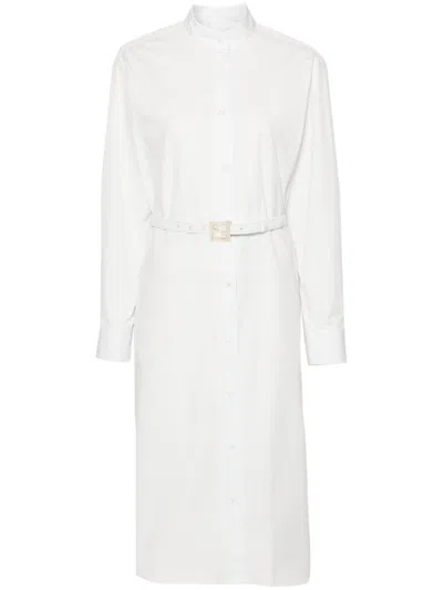 Fendi Belted Shirt Dress In White