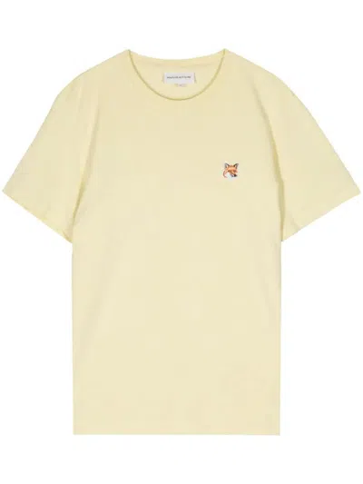 Maison Kitsuné Fox Head Cotton T-shirt In Yellow