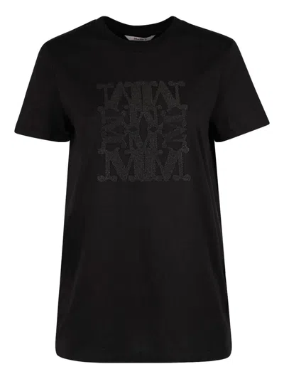 Max Mara Cotton T-shirt With Applique Clothing In Black