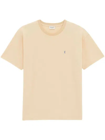 Saint Laurent Piquet T-shirt In Yellow & Orange