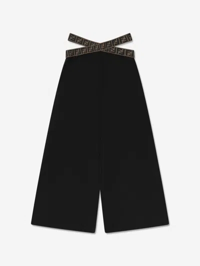 Fendi Kids' Black Trousers For Girl With Ff Logo
