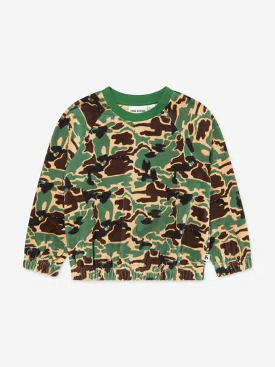 Mini Rodini Babies' Camo Print Organic Cotton Sweatshirt In Green