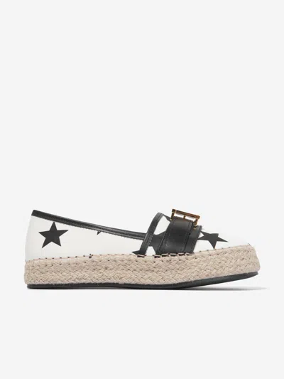 Balmain Kids' Star-print Canvas Espadrilles In Ivory