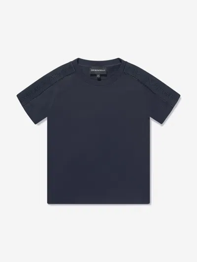 Emporio Armani Kids' Logo-tape Jersey T-shirt In Blue