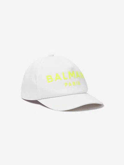 Balmain Kids' Logo-printed Cotton Hat In White