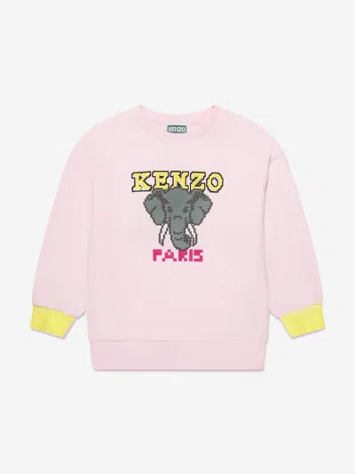 Kenzo Kids' Embroidered-logo Sweatshirt In Pink