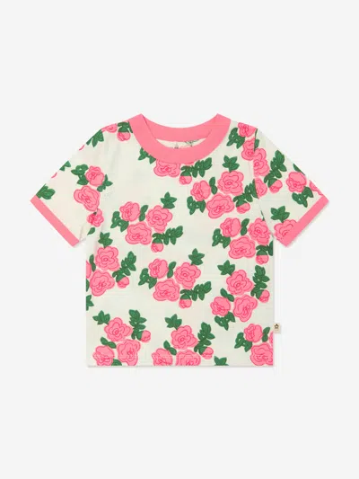 Mini Rodini Kids Rose-print Cotton T-shirt In Pink