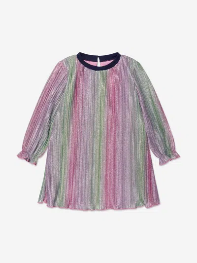 Billieblush Kids' Metallic-effect Pleated Dress In Multicoloured