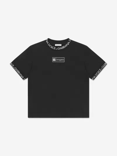 Dolce & Gabbana Kids' Logo-patch Cotton T-shirt In Black