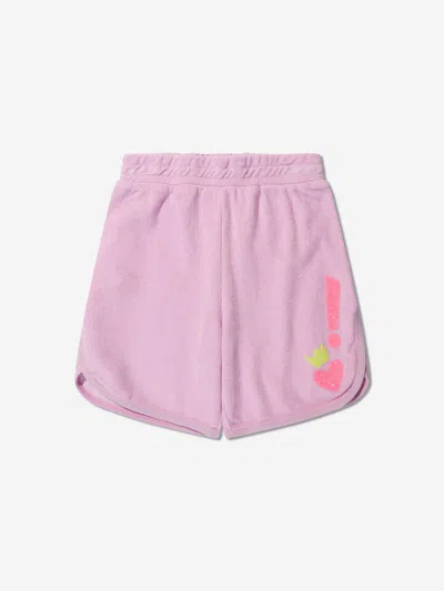Billieblush Kids' Sequin-embellished Terry Cotton Shorts In Purple